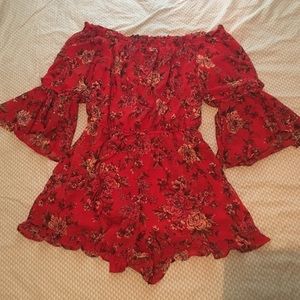 American eagle off the shoulder ruffle romper